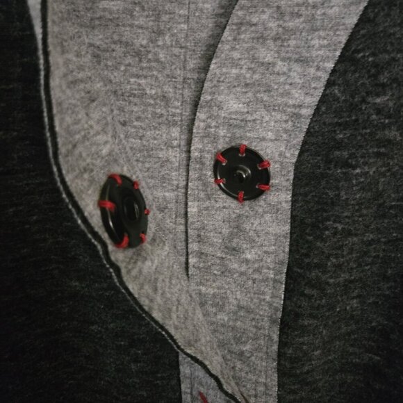 Habitat Gray Colorblock Felt Soft Lagonlook Hidden Snap Closure Jacket Size L - Picture 6 of 8